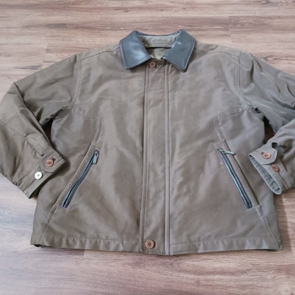 Rainforest Jacket With Removable Down Liner Sz‎ Large Tall Brown Leather Trim